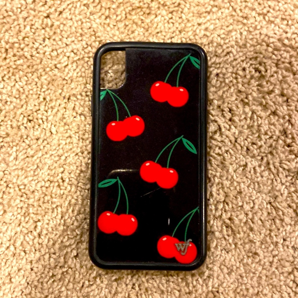 Black and red cherry design Wildflower phone case